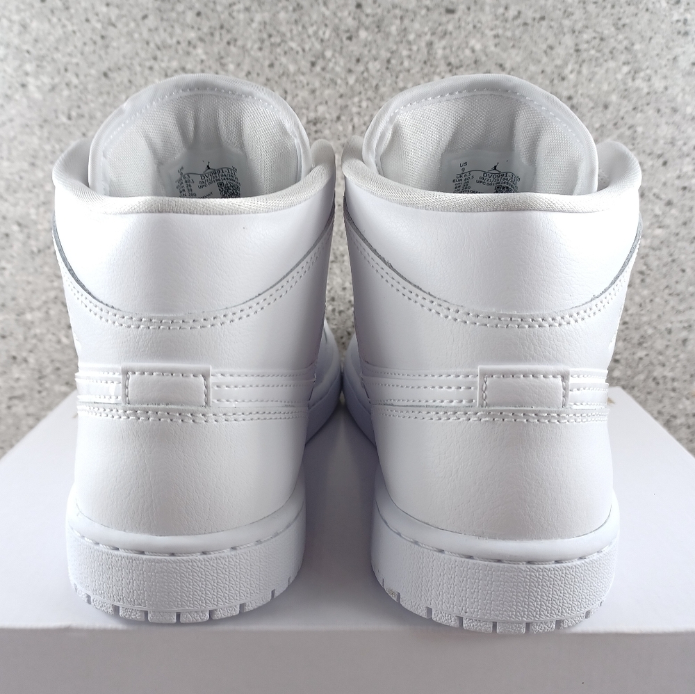 Nike Air Jordan 1 Mid Triple White Sneakers Shoes - Picture 6 of 12
